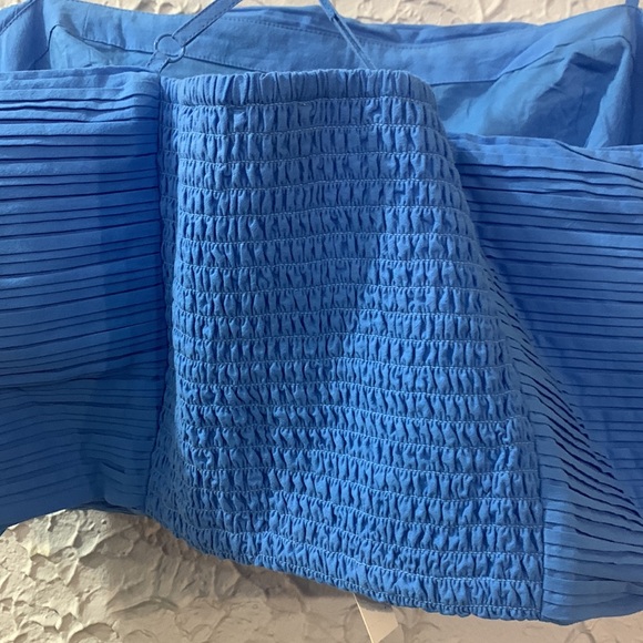 Madewell NEW Wendy Ornamental Blue 12 Pleated Cotton Poplin Crop Top Cotton - Picture 5 of 11